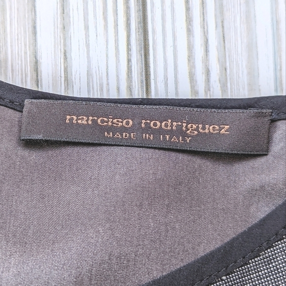 Narciso Rodriguez Scoop Neck Wool and Linen Midi Dress in Gray and Black Size 4 - Picture 7 of 11